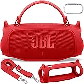 Aenllosi for JBL Charge 6 Wireless Bluetooth Speaker Silicone Cover Case with Adjustable Shoulder Strap,Red (Case Only)