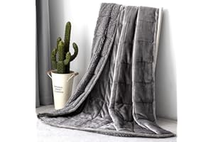 Topblan Sherpa Fleece Weighted Blanket 12lbs, Uniformed Color with Fuzzy Fleece and Shaggy Sherpa to Help with Better Sleep, 48x72 inches, Grey