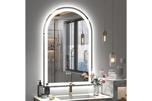 CHARMOR Arched LED Bathroom Mirror 20x30 Inch, Dimmable LED Vanity Mirror with Lights, Anti-Fog, 3 Colors, Memory, ETL Listed (Backlit + Frontlit)