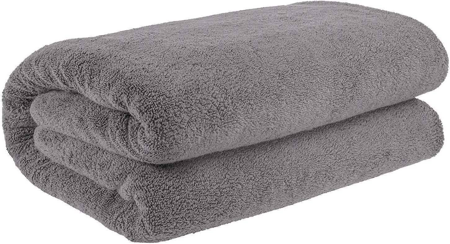 40x80 Inches Jumbo Size, Thick & Large 650 GSM Genuine Ringspun Cotton Bath Sheet, Luxury Hotel & Spa Quality, Absorbent & Soft Decorative Kitchen & Bathroom Turkish Towels, Light Grey