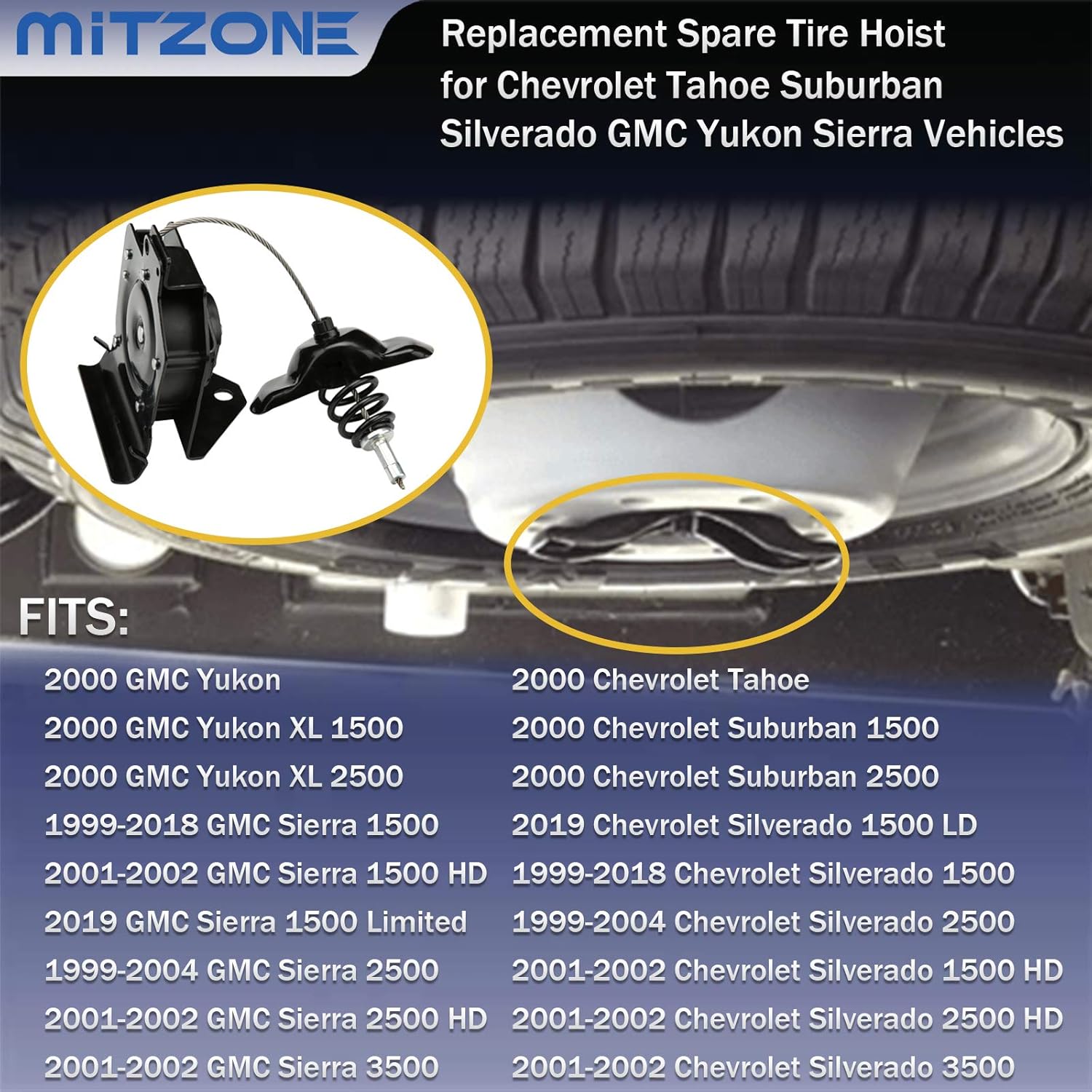 Spare Tire Hoist Spare Tire Winch Carrier Hoist Compatible with 1999-2019 GMC Yukon XL Sierra 1500 2500 3500 Chevrolet Tahoe Suburban 1500 2500 Silverado 1500 2500 3500 HD 924-510 20870067 15703311: Automotive