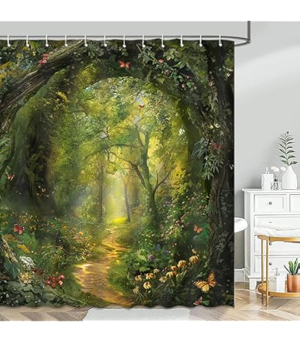 Bathroom Curtain 3D Fantasy Forest Scenery Printing Shower Curtain Waterproof Polyester Home Decoration With Hook