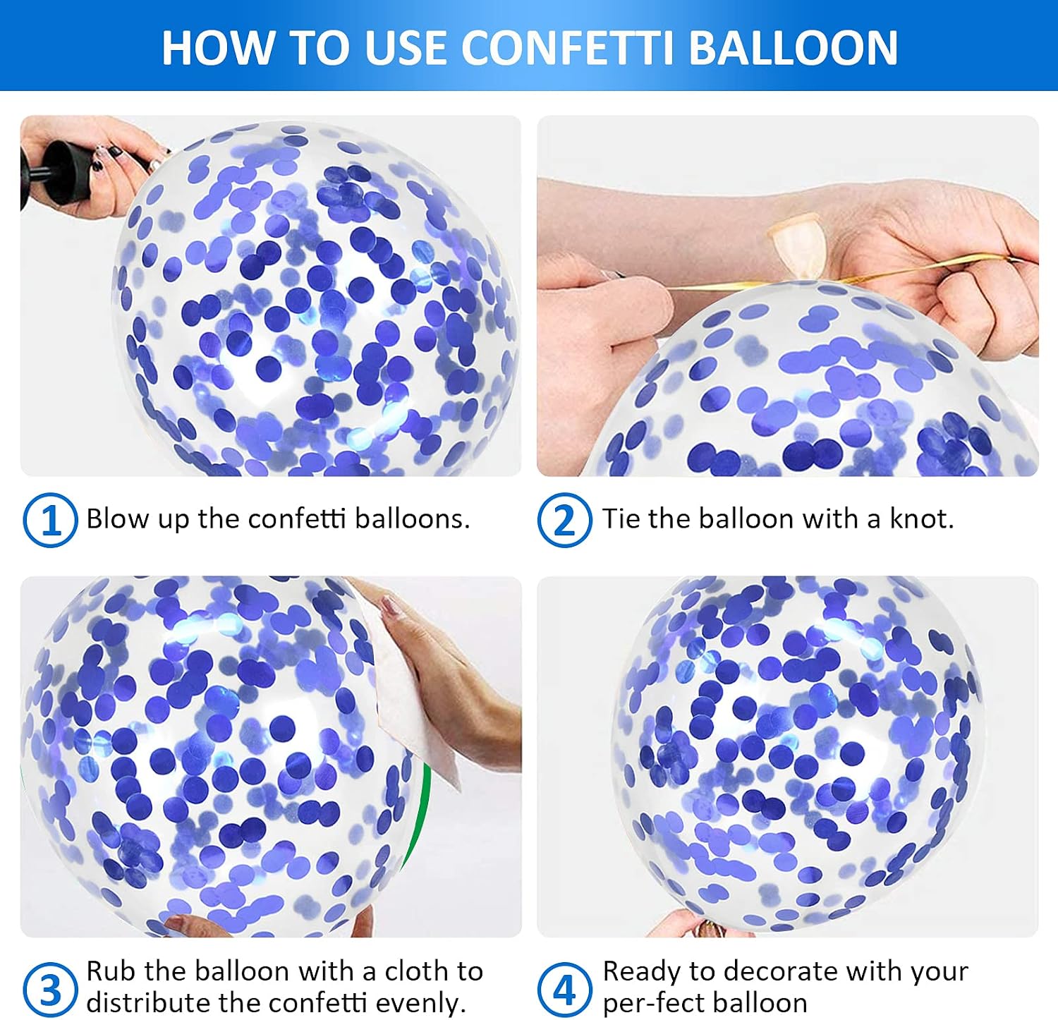 Unisun 6th Birthday Decorations for boy 40 inch Helium Foil Balloon Number 6 Light Blue White Confetti Latex Balloons - Image 4
