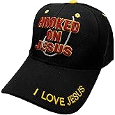 Hooked on Jesus Unisex Embroidered Baseball Cap, Adjustable w/Hook & Loop Strap; Multiple Colors Available