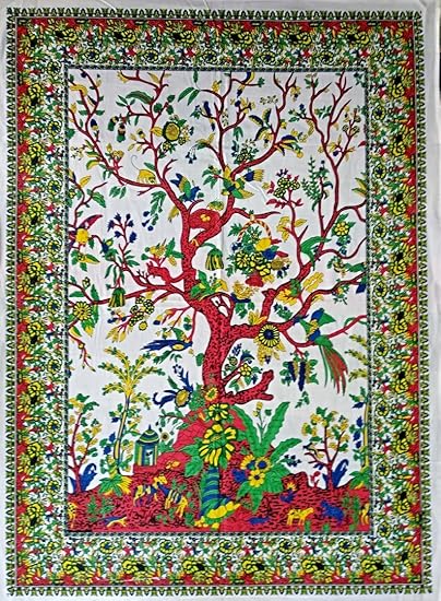 INDIAN CRAFT CASTLE Cotton Hippie Mandala Tapestry Wall Hanging Decoration (30x40 Inches, Multicolour)