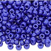 Auvoau 1000Pcs Pony Beads Bracelet 9mm Bronze Blue Plastic Barrel Pony Beads for Necklace,Hair Beads for Braids,Key Chain,Jewelry Making (Royal Blue)