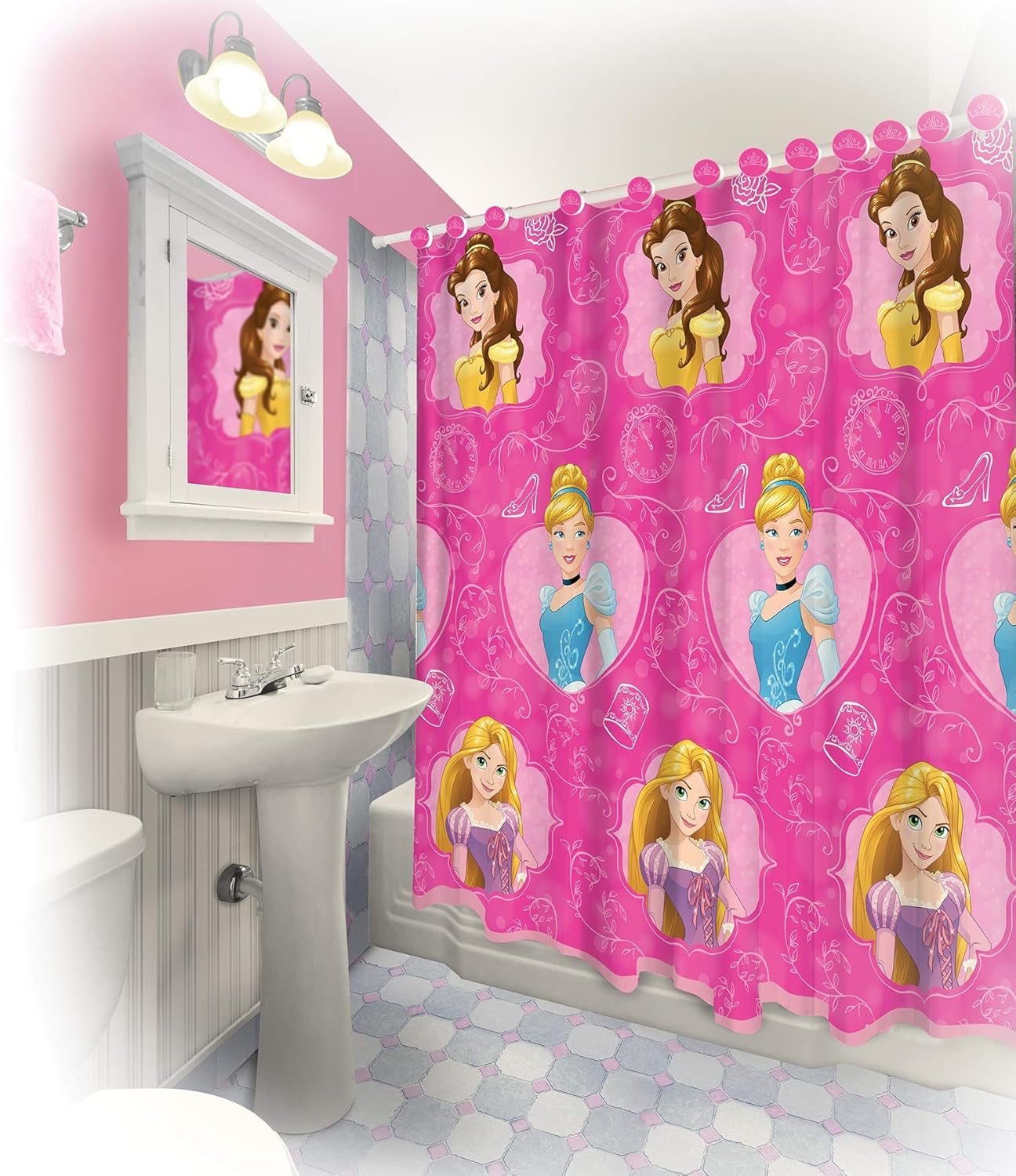 Amazon Com Disney All New Fabric Shower Curtain Set With 12