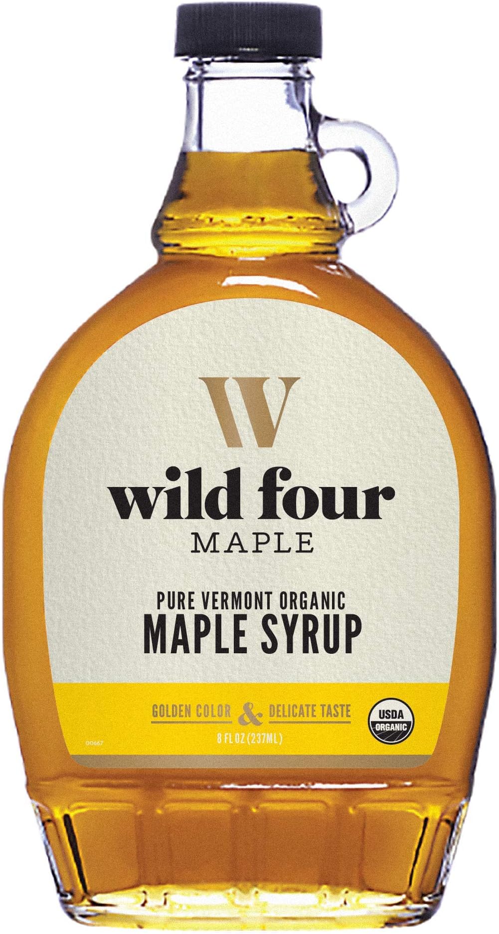 WildFour Organic Maple Syrup, 100% Pure Gluten Free, Vegan Maple Syrup with No Artificial Flavors Grade A, Golden Color, Delicate Taste 237 ml (8oz)