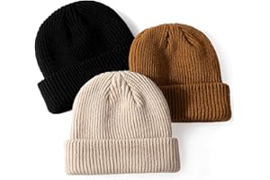 Glooarm 3 Pack Baby Beanie Toddler Boys Girls Beanie Knit Warm Winter Hats Newborn Infant Cuffed Caps, 0-5 Years