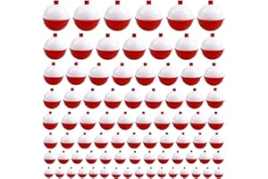 Fishing Bobbers Floats Hard ABS Push Button Round Buoy Floats Red/White Snap-on Fishing Float Bobbers Party Decoration Bulk 0