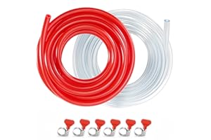 Hilangsan Draft Beer Line Tubing, 10ft 3/16 Beer Hose + 10ft CO2 Gas Line Kegerator Tubing CO2 Line Kegerator Parts Kegerator Replacement Kit with Hose Clamps