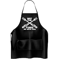 APRON DADDY Funny Apron, May The Forks Be With You - Novelty Funny Cooking Apron for Movie Fans - Extra Large 1 Size Fits All