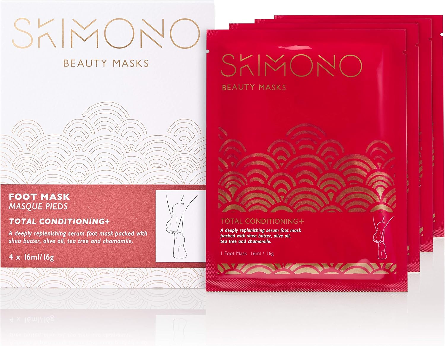 Skimono Moisturising Foot Mask Socks for Dry Cracked Feet Repair (4 works), Deep Hydration Foot Treatment with Shea Butter