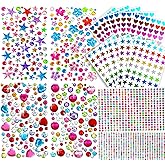 2300pcs Gem Stickers Jewels for Crafts, Self Adhesive Rhinestone Jewel Stickers, Acrylic Gems DIY Craft Decorative Diamond Stickers, Small Star Stickers for Kids Reward and Heart Stickers