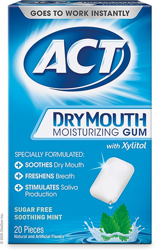 ACT Dry Mouth Moisturizing Gum with Xylitol, SugarFree
