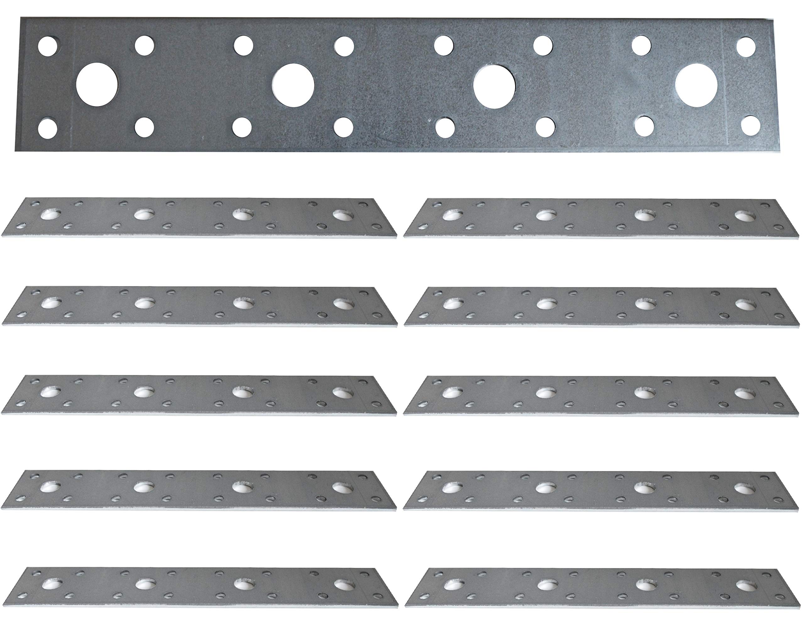 Flat Connecting Joining Plate Galvanised Heavy Duty Metal Steel Sheet Hinge Repair 7.87"x 1.38"x0.1" (200 x 35 x 2,5mm) Pack of 10pcs