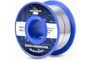MAYGYRAIN Solder Wire 63/37, high Purity no-wash tin-Lead Rosin cored Wire with 2.2% Flux for Electric Soldering (0.8mm 50g)