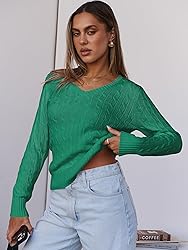 ANRABESS Womens Long Sleeve Cable Knit Sweater 2025