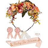 Baby in Bloom, Mother To Be Flower Crown Blush Peach, Baby in Bloom, Mom To Be Sash and Mommy to be Pin, Dad To Be Pin, Baby