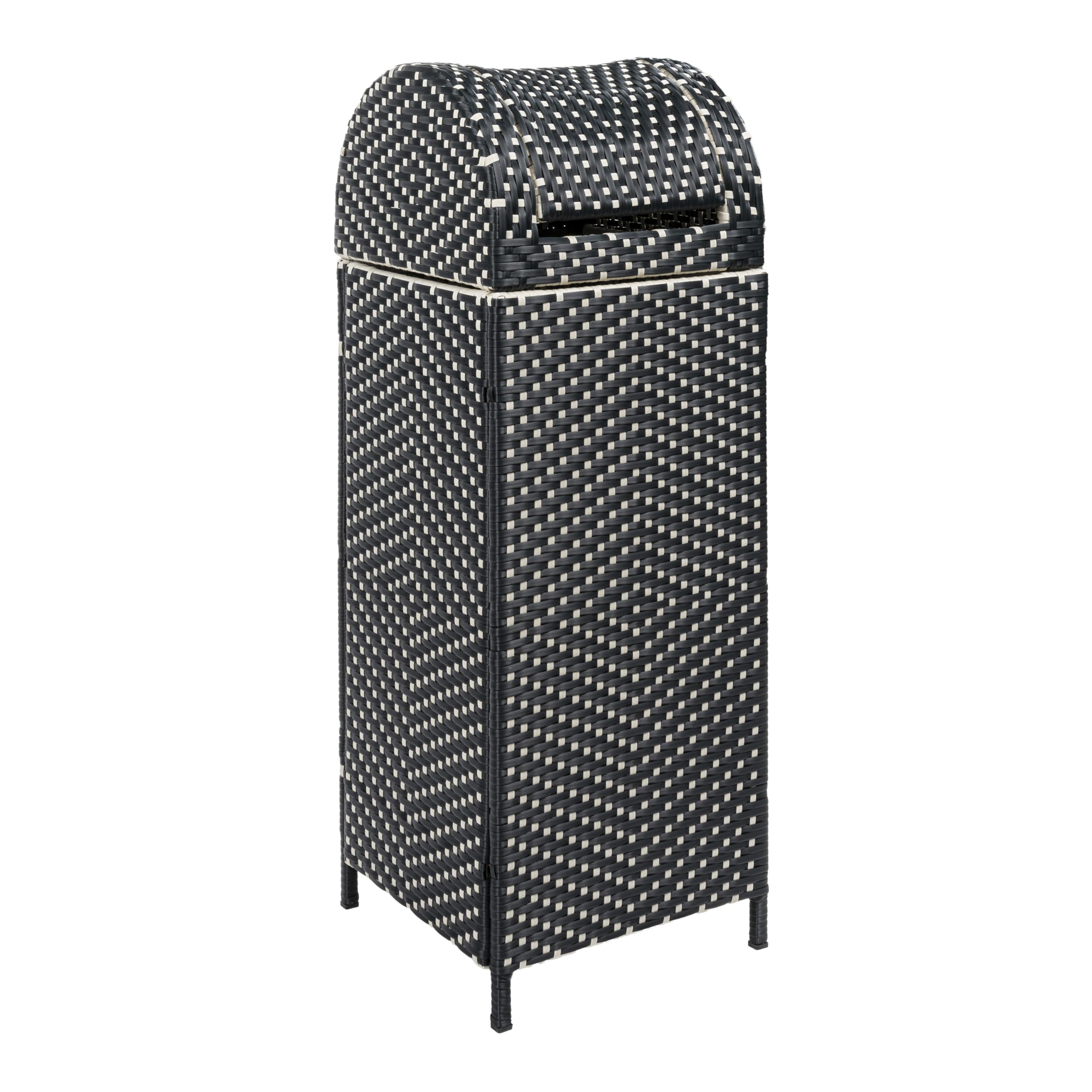 happimess HPM1202E Darla 31.39-Gallon All-Weather Wicker/Metal Swing Top Hideaway Outdoor Trash Can,