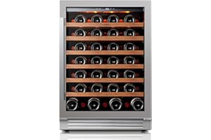 Ca'Lefort 24 Inch Wine Fridge, 61 Bottle Wine Cooler Refrigerator, 40-65°F Wine Refrigerator Glass Door, 3 LED Wine Fridge, Built-in or Freestanding Fridge for Home/Bar/Kitchen (5.65 cu.ft)