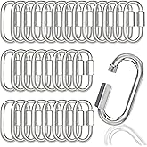 30PCS 3 Inches Chain Quick Links, M8 Galvanized Steel Thread Heavy Duty Carabiner Clips, 5/16" Locking Carabiners Connectors for Hammock, Camping, Pet Leash, Key Chain, Gym, 2000 Lbs Capacity