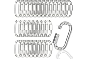 AFROX 30PCS 3 Inches Chain Quick Links, M8 Galvanized Steel Thread Heavy Duty Carabiner Clips, 5/16" Locking Carabiners Connectors for Hammock, Camping, Pet Leash, Key Chain, Gym, 2000 Lbs Capacity