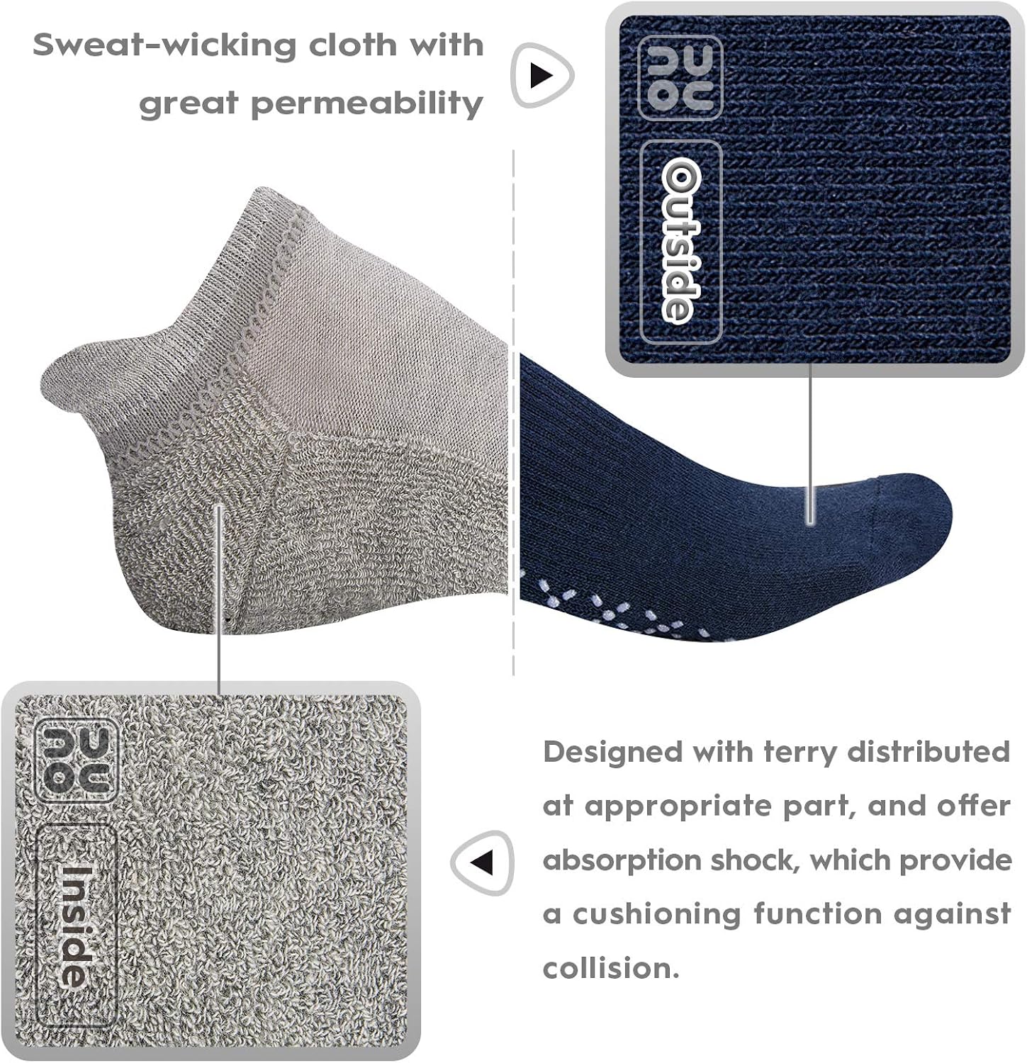 Unisex Non Slip Grip Socks with Cushion for Yoga, Pilates, Barre, Home & Hospital : Clothing
