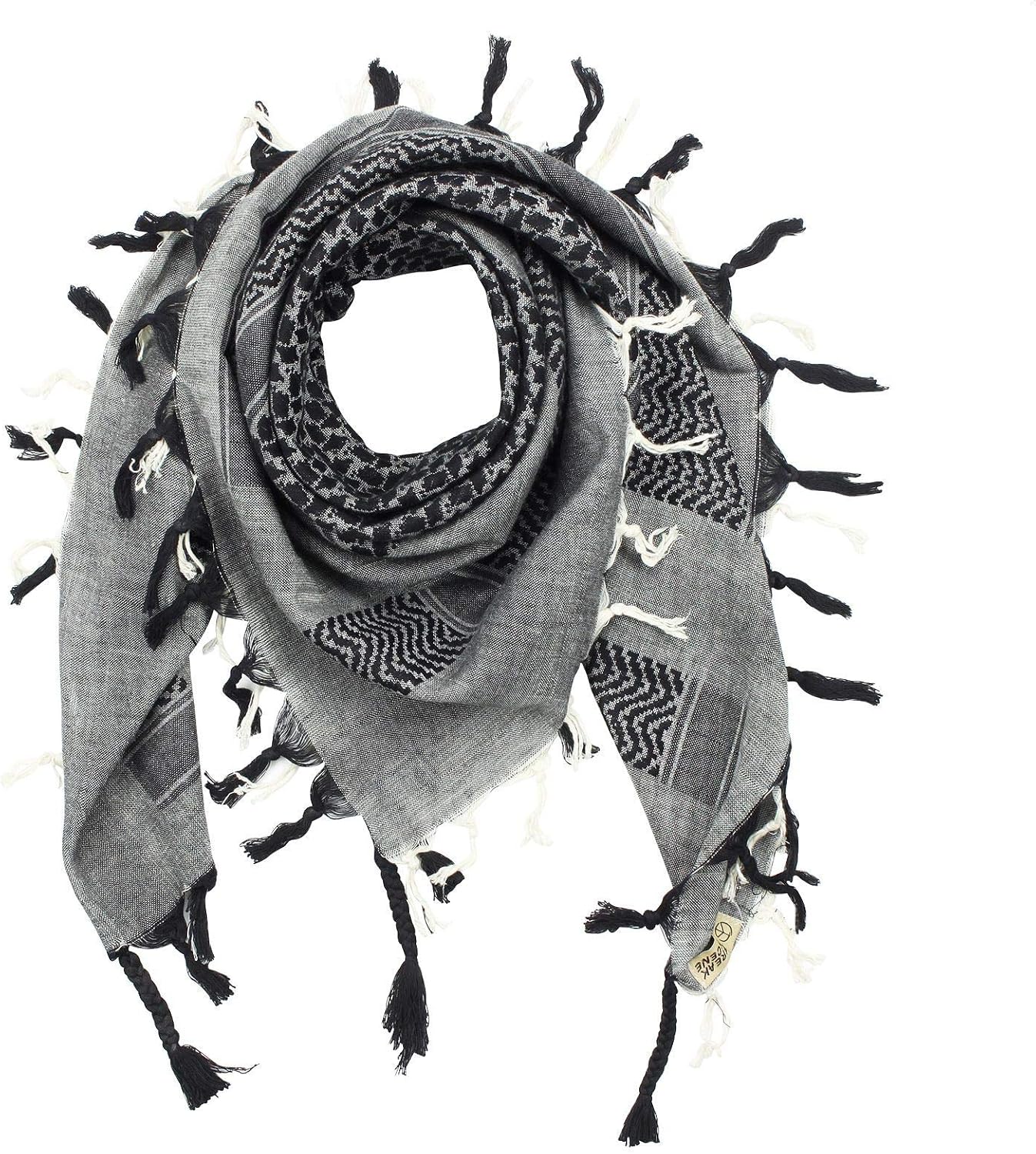 Freak Scene Kefiah - grigio - bianco - 100x100 cm - Shemagh - Sciarpa Arafat Foulard kefiah palestinese 100% cotone