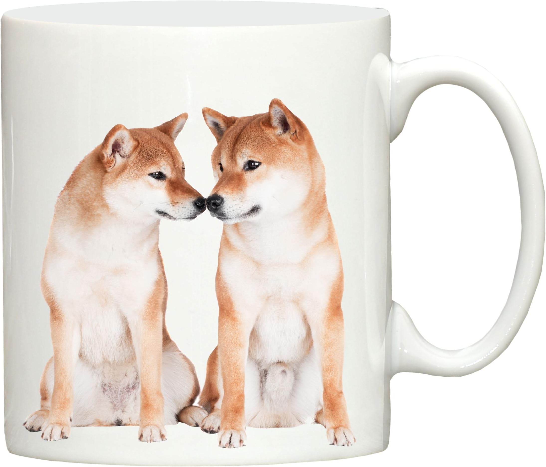 Dog Exhibitor Shiba Inu Dog Nose Rub design hand printed ceramic mug printed in the UK merchandise, great for tea, coffee and most hot or cold beverages.