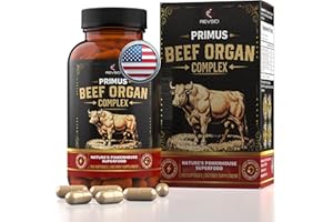 REVOLUTION SCIENCE Grass Fed Beef Organ Supplement for Men & Women - PRIMUS Grassfed Beef Liver Capsules with Heart, Ancestral Blend 5 Organ Meat Supplements & BioPerine for Absorption, Vitality, Energy, 180 Pills