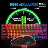 Snpurdiri 2.4G Wireless Gaming Keyboard and Mouse Combo 60 Percent Black Red view 3