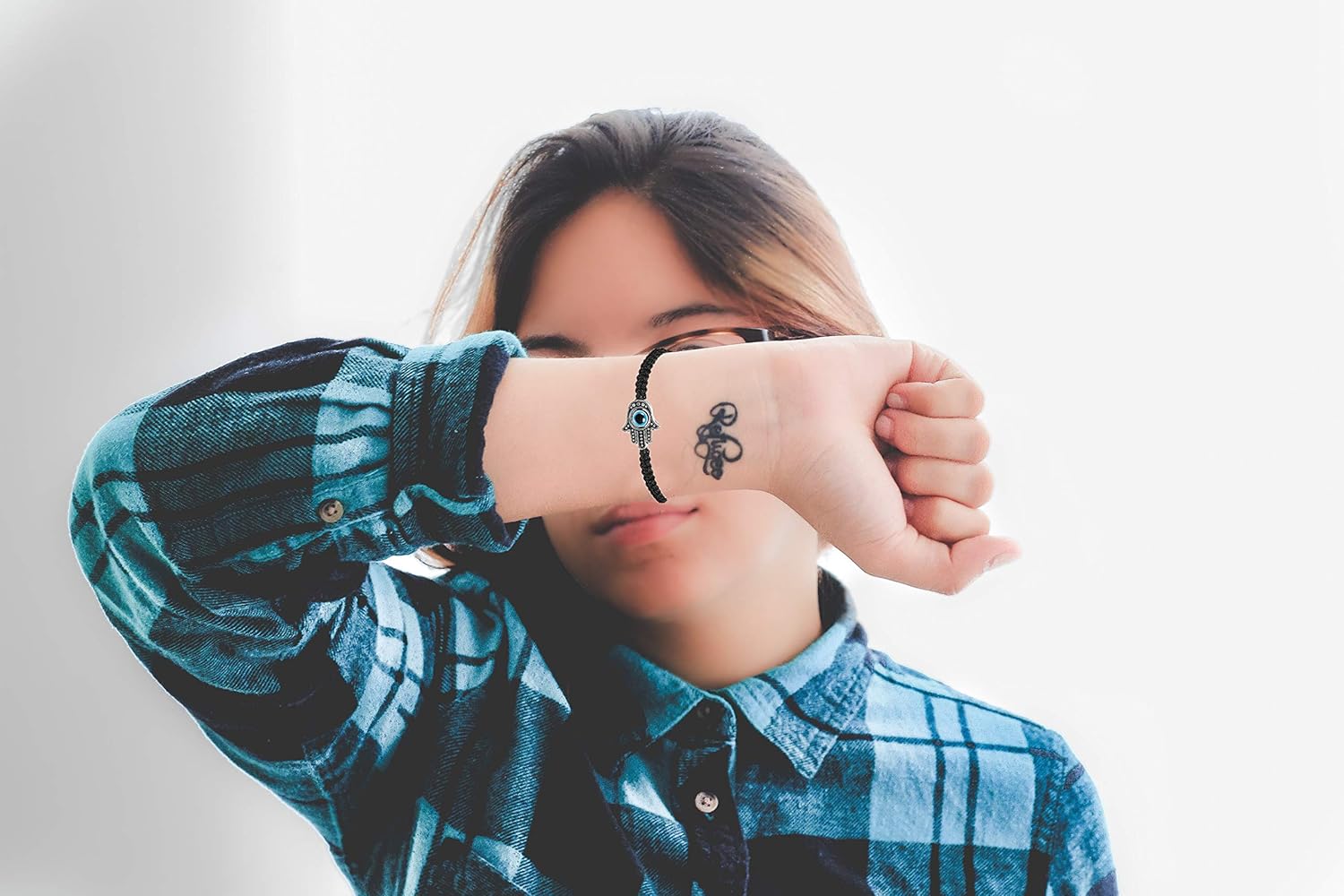 Finrezio 6 PCS Evil Eye Bracelet Hamsa Braided Bracelets Kabbalah String Bracelet Fatima Hands for Men Women Black - Image 5