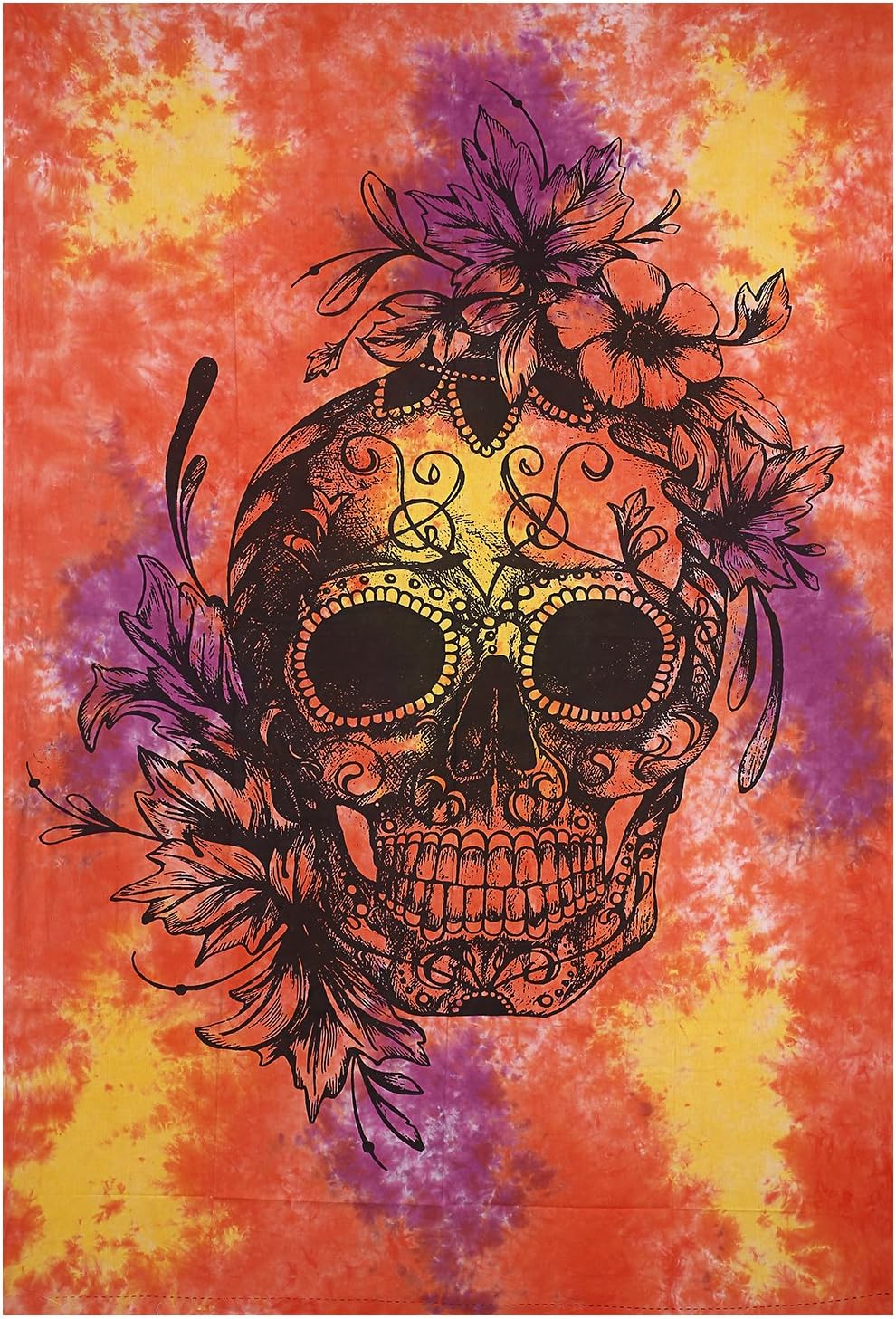 Skull Designs Cotton Hippy Indian Mandala Wall Hanging Bohemian Throw Decor Bedspread Tapestries 3D Mindful Skull Tapestry Beach Sheet Hanging Magical Decor