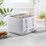 Daewoo 4 Slice Toaster Argyle Collection White Defrost Reheat Browning view 2