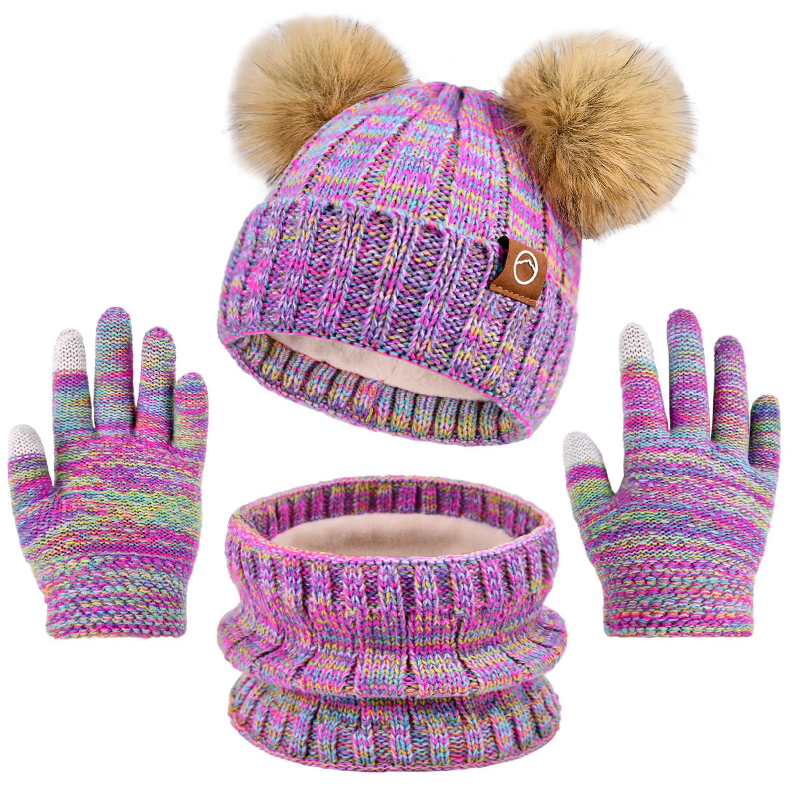 Photo 1 of ***** ONLY GLOVES***.  ZOORON Kids Winter Hat Gloves Scarf Set Girls, Children Beanies Hats with Pom Pom Warm Fleece Lining Beanie For Girls Boys