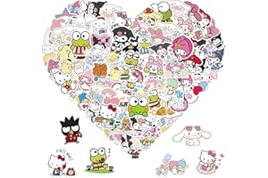 FXBUY 100 PCS Mixed Sanrio Stickers Hello Kitty Kitty Stickers Pompompurin Keroppi Stickers for Kids Teens Adults Waterproof Vinyl Anime Stickers for Water Bottle Laptop Luggage
