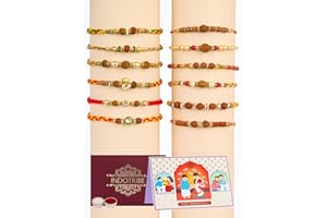 IndoTribe Rakhi for Brother - Rakhi for Brother and Bhabhi | Lumba Rakhi For Brother with Gift Set | Rakhi with Roli Chawal, Card | Brother Bhaiya Bhabhi Rakhi | Raksha Bandhan Rakhi
