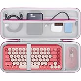 Canboc Hard Carrying Case for Logitech POP Keys Mechanical Wireless Keyboard and POP Wireless Mouse, Mesh Pocket fits Cables, USB Receiver, Spare Keycaps and More Accessories, Raspberry