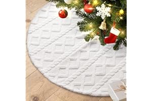 Lanpn Christmas Tree Skirt 75cm, Faux Fur Xmas Tree Skirt with Rhombus Winter Christmas Tree Mat for Small Mini Pencil Slim A