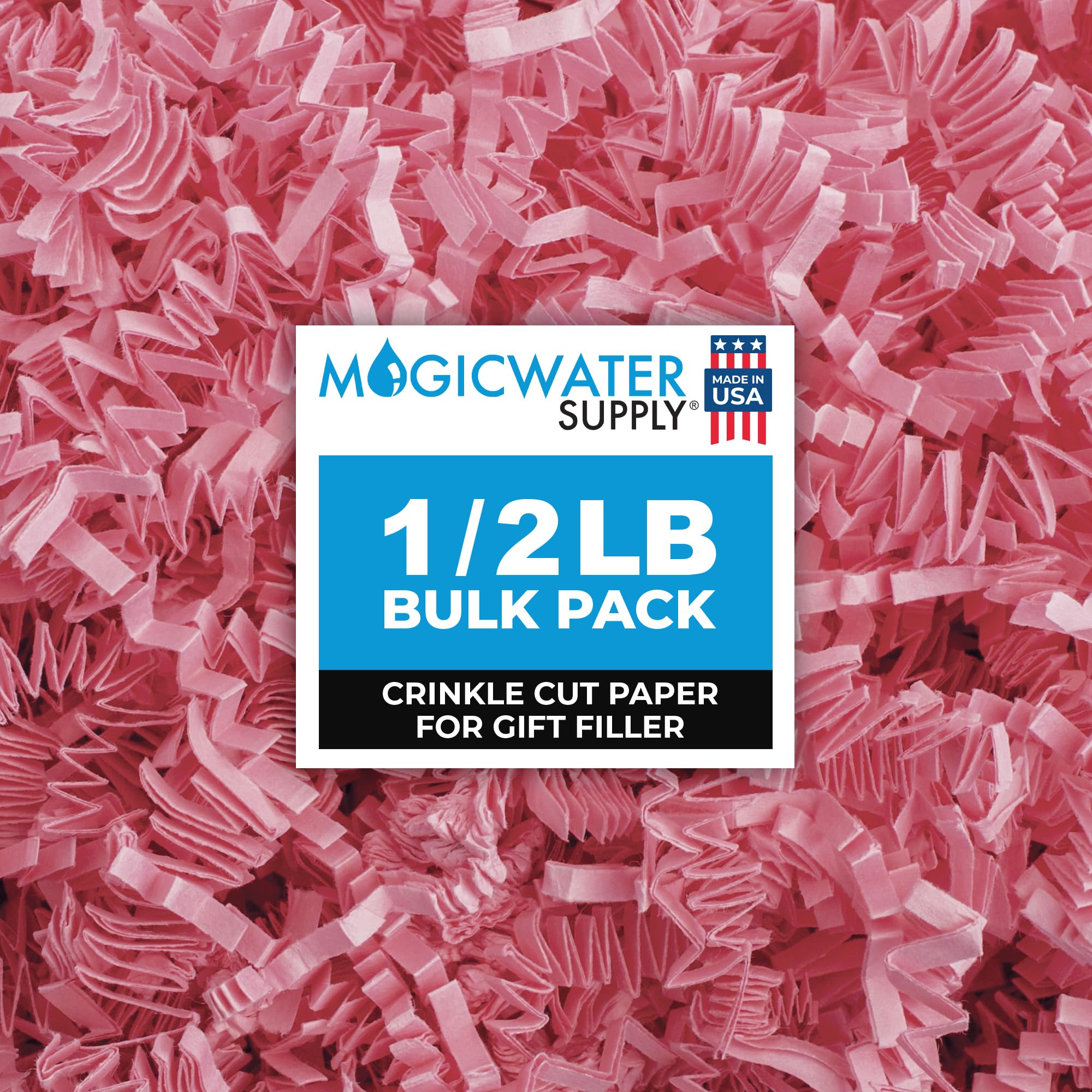 MagicWater Supply Crinkle Cut Paper Shred Filler (1/2 LB) for Gift Wrapping & Basket Filling - Light Pink