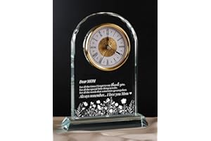 WinTaim Mom Glass Clock Gift from Daughter or Son: Unique Birthday, Christmas, Thanksgiving Blessings, Mother's Day, and Valentine Gifts - Elegant Desk Clock with Base for Mom Who Has Everything