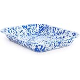 Enamelware Small Open Roaster, 11.5 x 9.25 inches, Blue/White Splatter (Single)