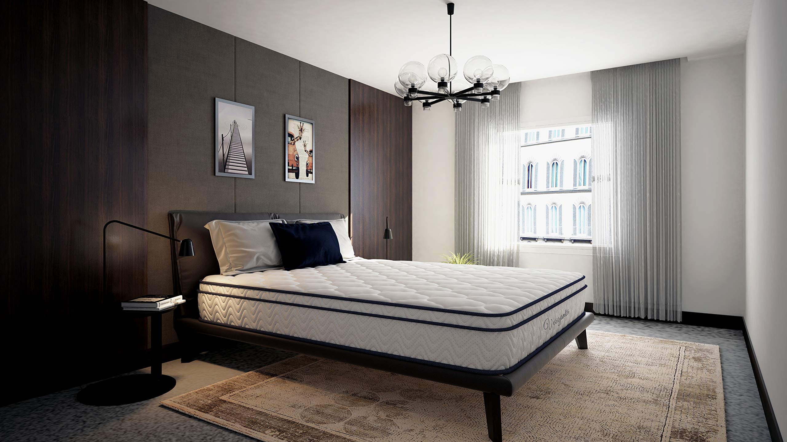 Vesgantti Double Mattress, 10.3 Inch Hybrid Mattress 4FT6 with Breathable Foam and Individually Pocket Spring - Medium Firm, Classic Box Top Collection(135x190x26cm)