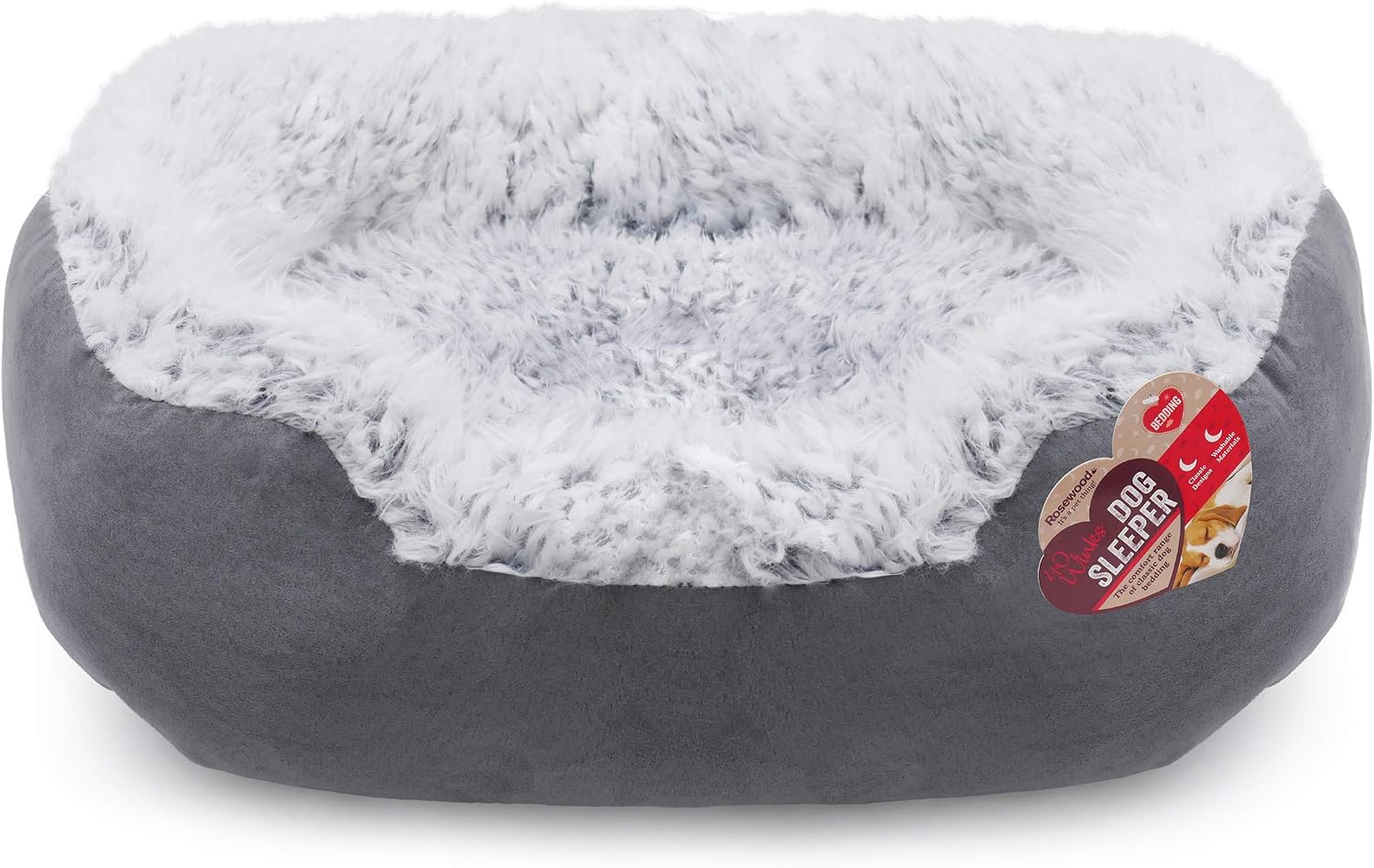 Rosewood Grey Lion Oval Dog Bed, Large, 80x65cm, 67 x 75 x 20 cm (L x W x H)