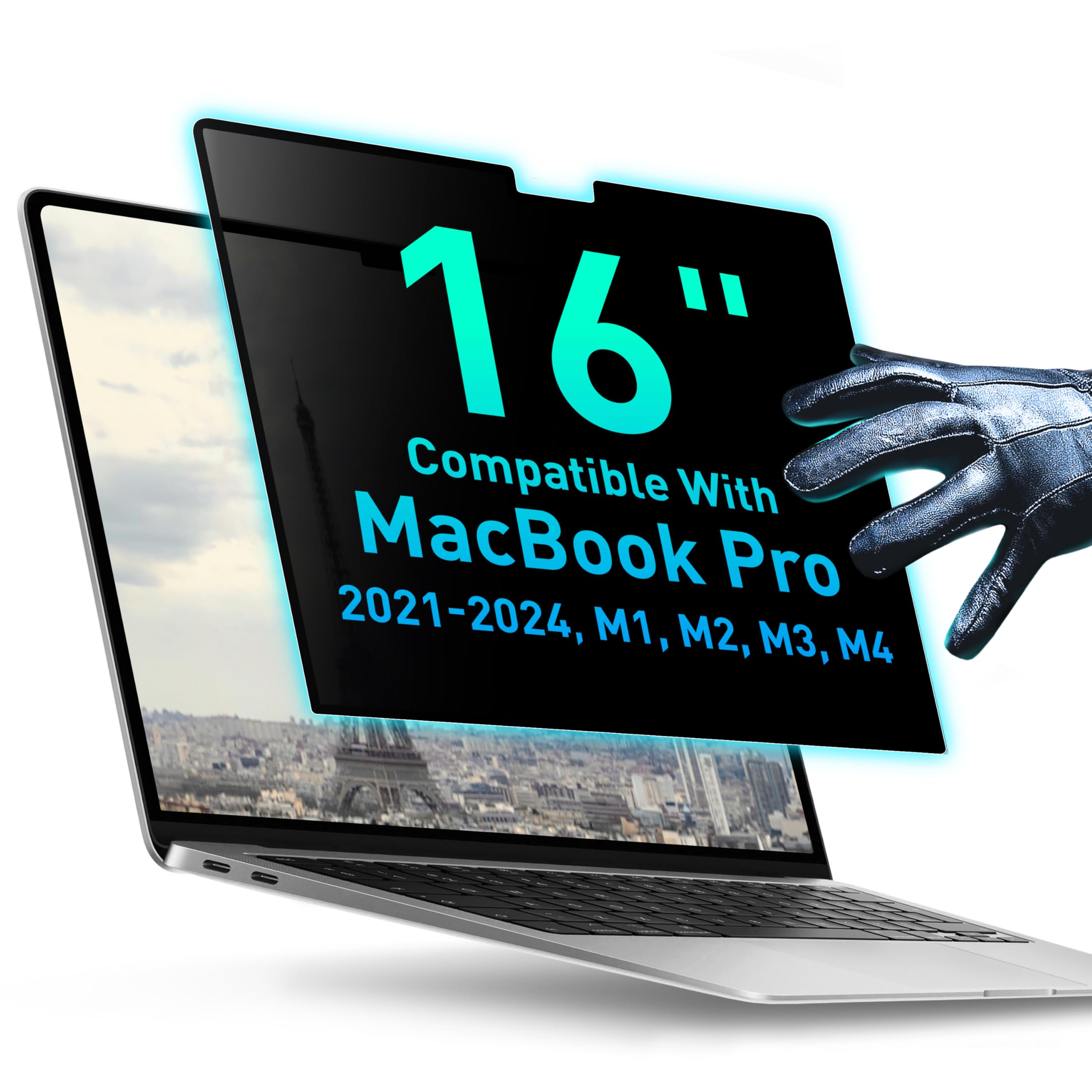 VINTEZ Magnetic Privacy Screen Compatible With MacBook Pro 16" 2021, 2022, 2023, 2024, M1, M2, M3, M4 Anti-Blue Light Laptop Screen Protector Filter Blue Light Blocking Filter — image 1