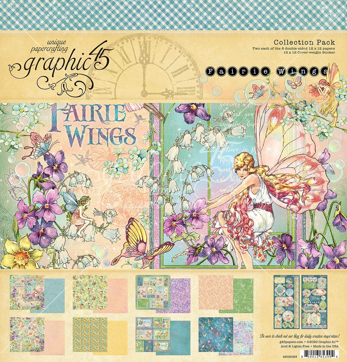 Graphic 45 630782 Fairie Wings Collection 12 x 12, 18 Pieces Pack