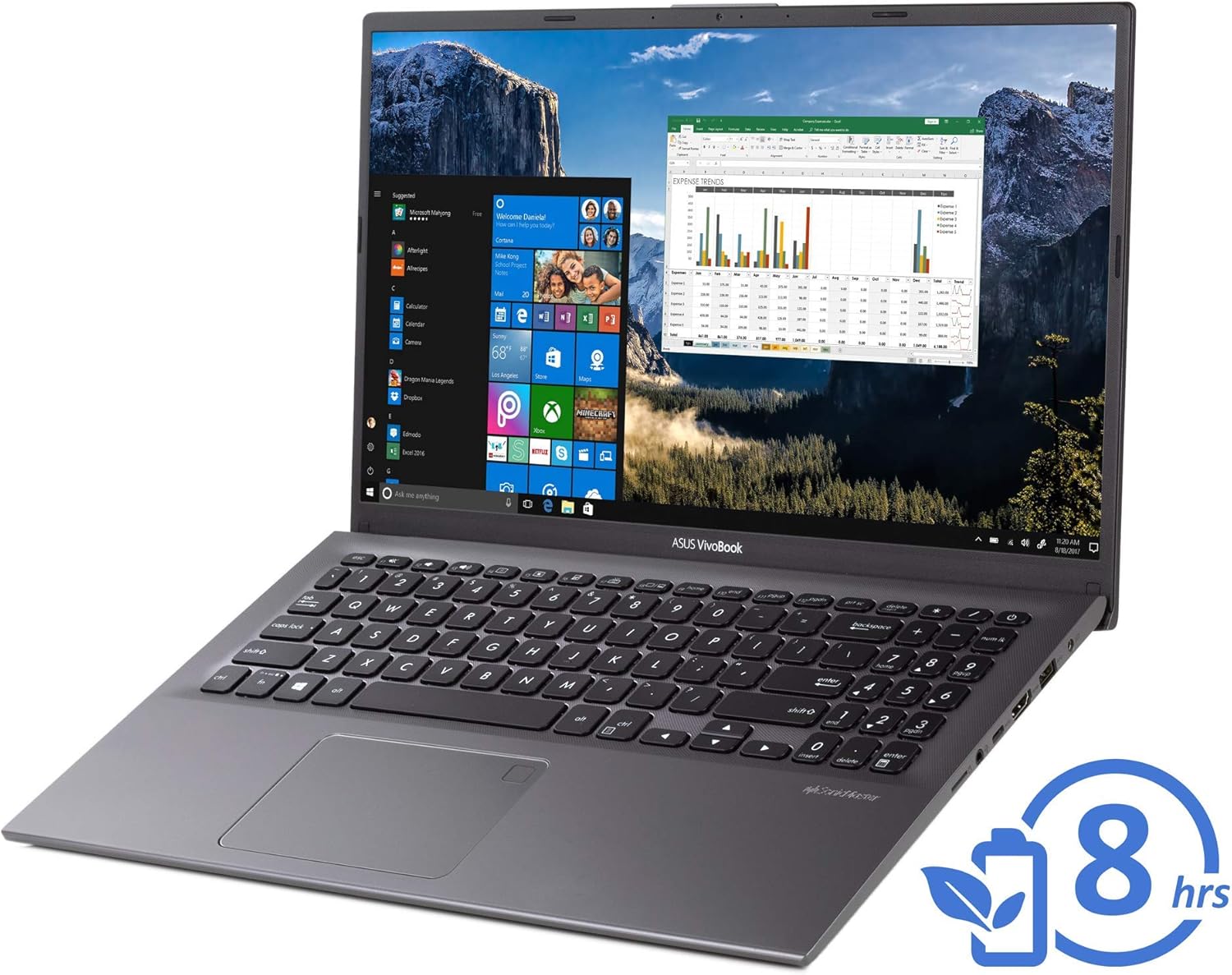 ASUS VivoBook F512DA Laptop, 15.6" FHD Display, AMD Ryzen 3 3200U Upto 3.5GHz, 4GB RAM, 128GB SSD, Vega 3, HDMI, Card Reader, Wi-Fi, Bluetooth, Windows 10 Home (Renewed)