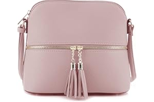 SG SUGU Lunar Lightweight Medium Dome Crossbody Bag Shoulder Bag with Tassel | Zipper Pocket | Adjustable Strap
