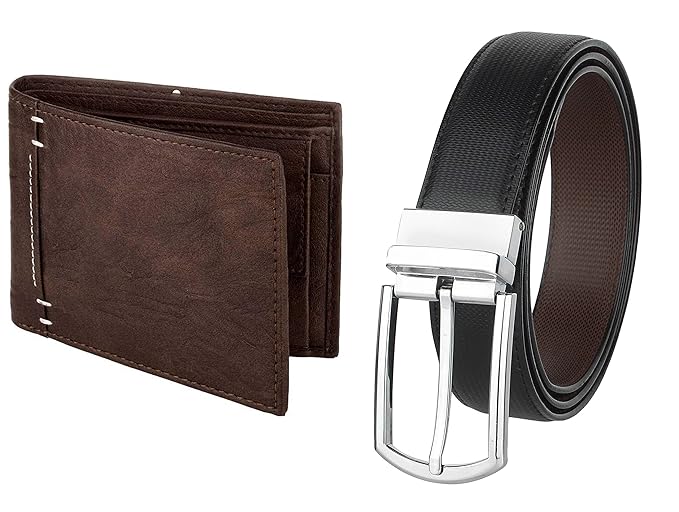 USL Men's Leather Wallet and Belt Combo (Size44) Amazon.in Bags